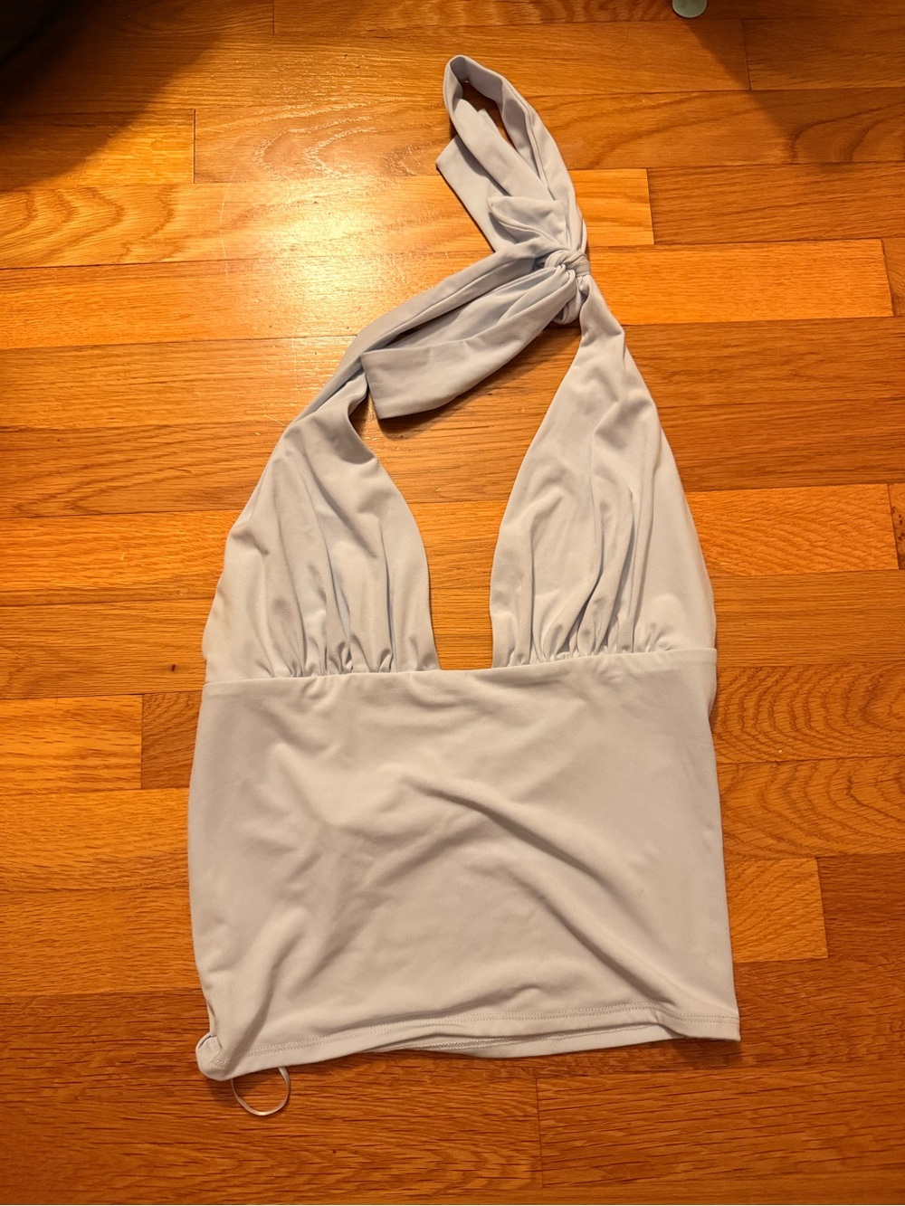 Garage pixie plunge halter top light blue